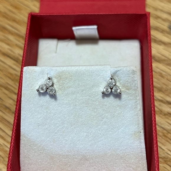 Overstock Jewelry - 10K Yellow Gold & Diamond Triangular Earrings